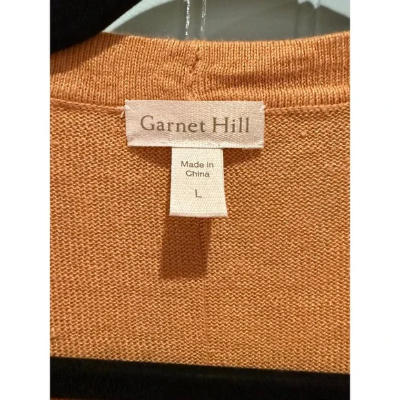 Garnet Hill 100% Linen Draped Open Front Cardigan Camel-Orange Large Travel - Picture 2 of 6
